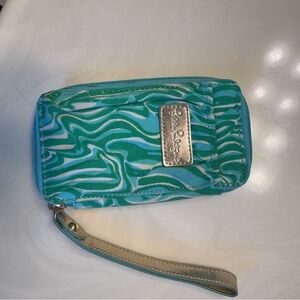Lilly Pulitzer Teal and White Wristlet